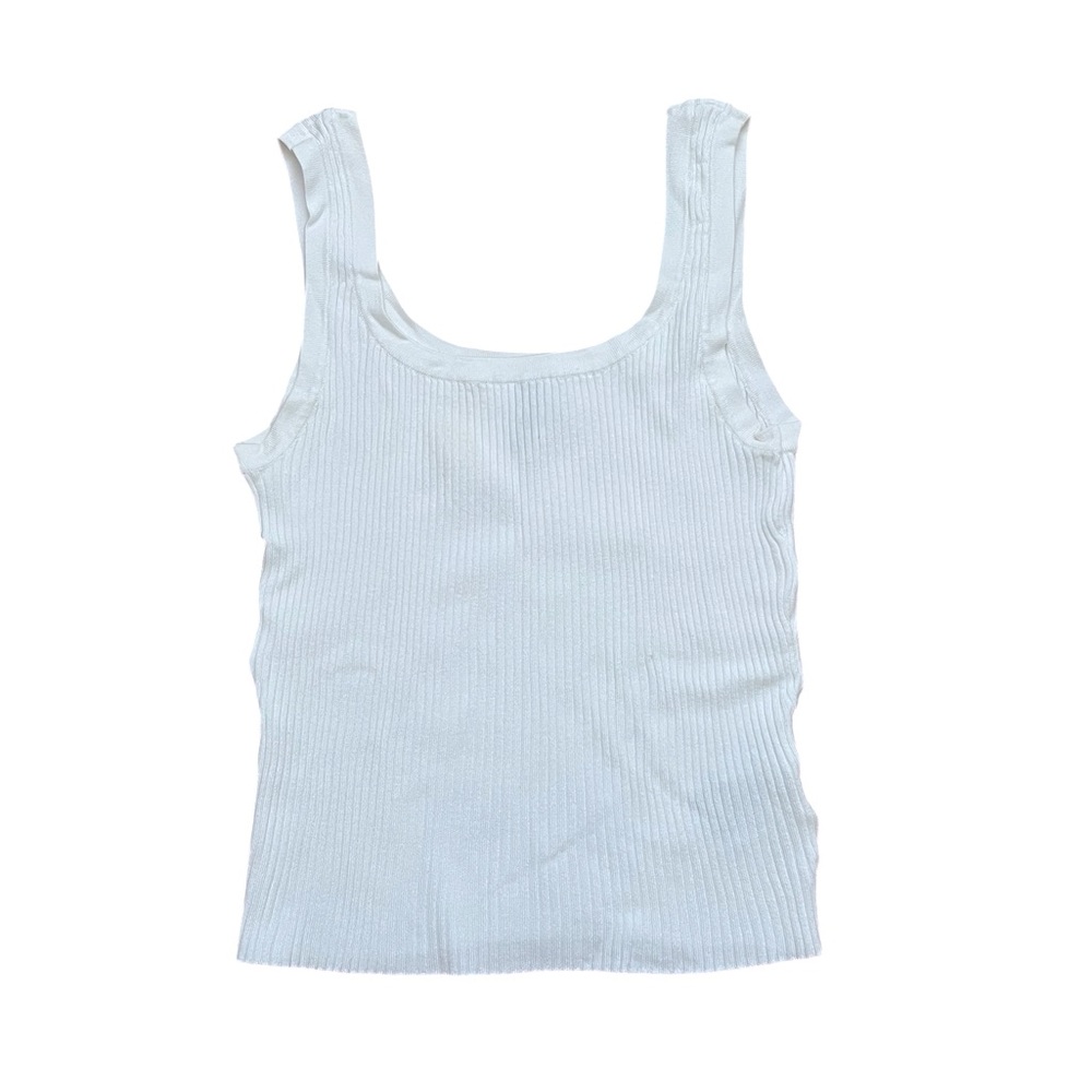 H&M Divided Cropped White Ribbed Top
